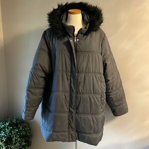 Rothschild Below Zero plus women’s puffer parka hooded coat zipped gray 2X